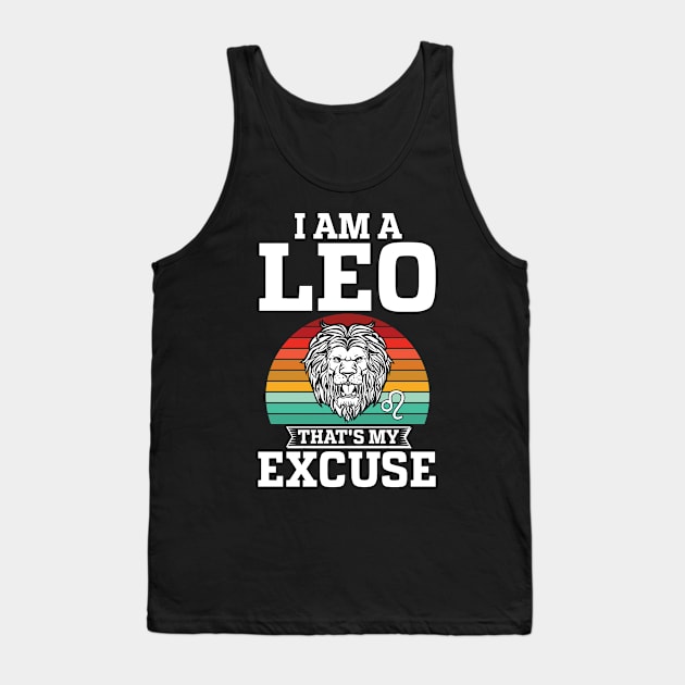 retro Lion graphic art July August Birthday design Leo Zodiac sign Tank Top by UNXart